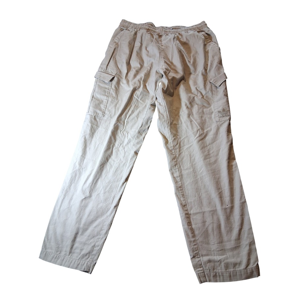 Adidas Originals Mens Ripstop Cargo Pants Beige Khaki Trefoil Logo Large